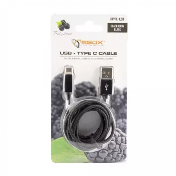 SBOX USB-TYPEC-15B Cable USB-A a USB-C 1,5 m Blackberry Black