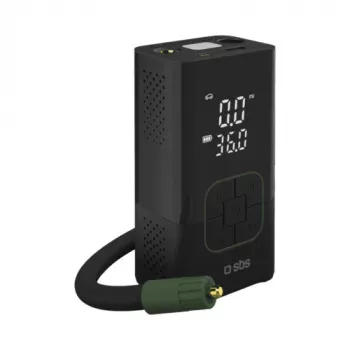 SBS Compresor de aire portátil con powerbank, 3600mAh, Negro