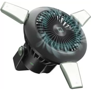 SBS Ventilador portátil con power bank de 4000 mAh, luz LED y carga solar