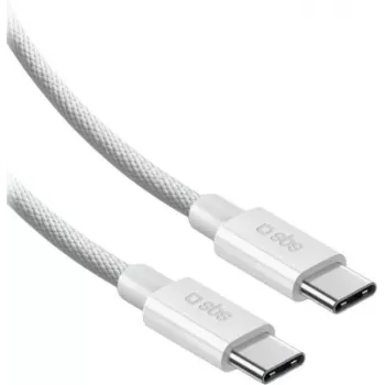 SBS Cable USB-C a USB-C trenzado de nailon 2m 100W Blanco