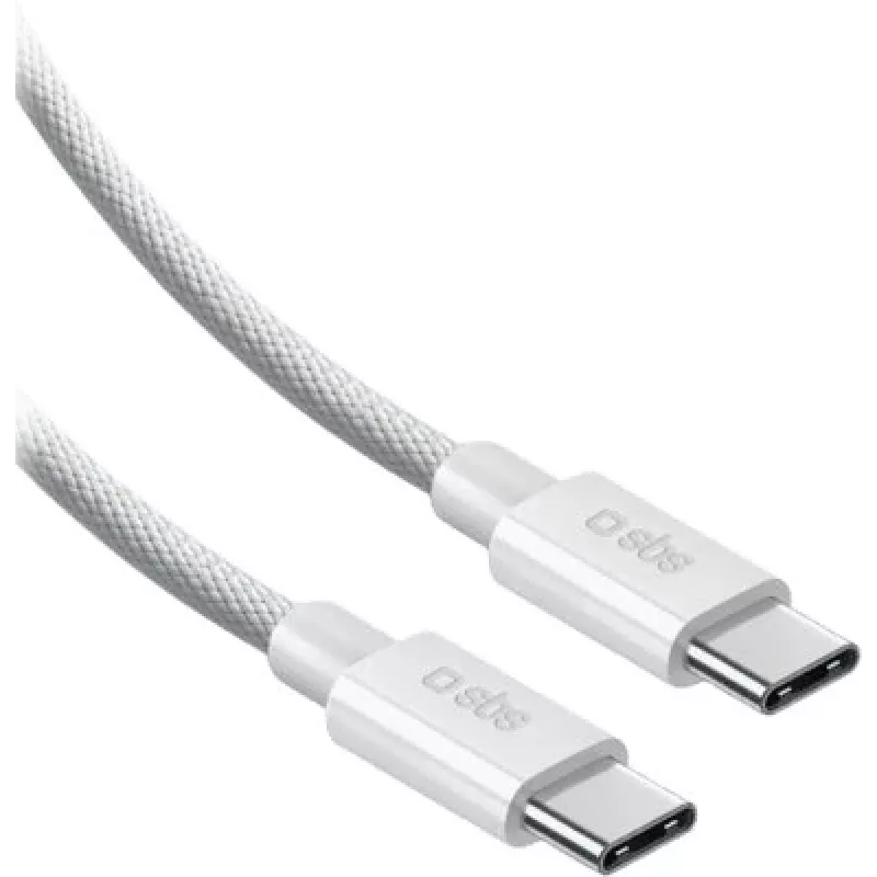 SBS Cable USB-C a USB-C trenzado de nailon 2m 100W Blanco