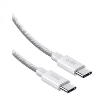 SBS Cable USB-C a USB-C trenzado de nailon 2m 100W Blanco