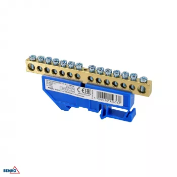 SCHELINGER Borne de carril DIN de 14 polos 8-12 mm² azul