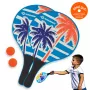 SCHILDKRÖT Set de palas de playa con pelota, 4 piezas, 2 palas de madera lacada, 2 pelotas de goma, 378 mm 970157