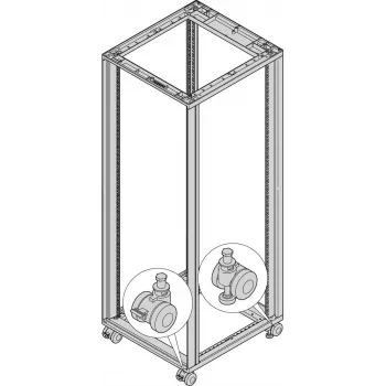 SCHROFF set de ruedas con patas niveladoras, 400 kg de carga, ruedas de 60 mm, pack de 4 27230068