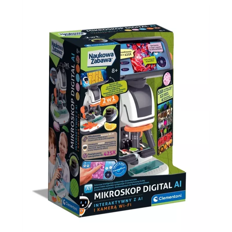 Scientific Fun microscopio digital interactivo con IA y cámara Wi-Fi Clementoni 50406