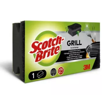 Scotch-Brite limpiador de parrilla BBQ estropajo negro extra fuerte con tira de agarre respetuosa con las uñas, 1 ud. (GNS1N)