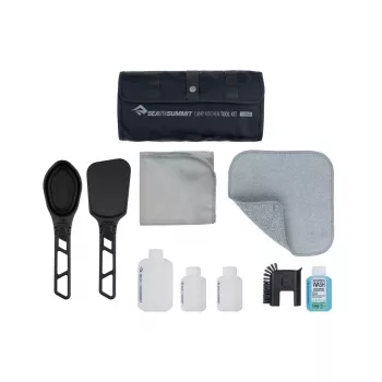 Sea To Summit Camp Kitchen Tool Kit - Set de lavado de vajilla con estropajo de silicona, paño de microfibra y 50 ml de Wilderness Wash