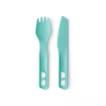 Sea To Summit Passage set de cubertería azul - cubertería de camping de 3 piezas (tenedor, cuchara, cuchillo) - nailon reforzado con fibra de vidrio - sin BPA - apta para lavavajillas - diseño apilable con mini mosquetón