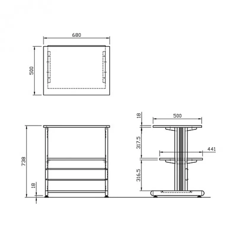 SECOMP Roline Soporte para impresora con ruedas, gris/blanco/gris claro, 2 bandejas, 500x400x600 mm 17.01.1089