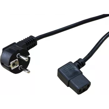 SECOMP STANDARD Cable de alimentación con conector IEC C13 acodado, CEE 7/7 a IEC C13, 1,8 m, negro S2307