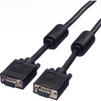 SECOMP STANDARD Cable SVGA HD15 con ferrita, ST-ST, negro, 10 m (S3618)