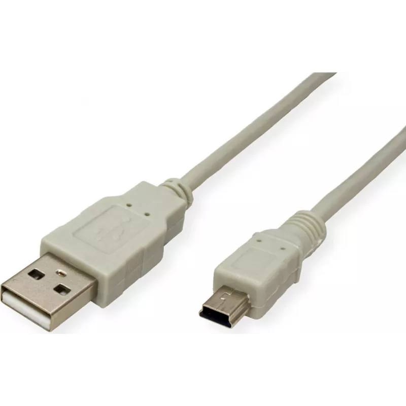 SECOMP Cable USB 2.0 estándar, Type-A a Mini 5 pines, beige, 0,8 m (S3141)