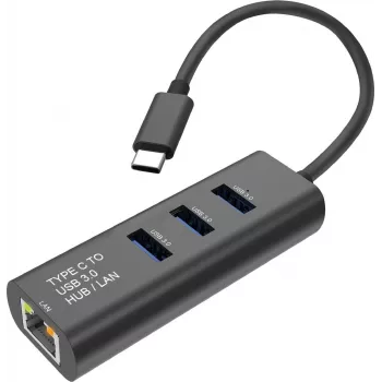SECOMP STANDARD convertidor USB-C a Gigabit Ethernet + hub USB 3.0 de 3 puertos (S1431)