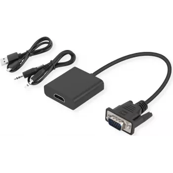 SECOMP STANDARD Cable adaptador VGA + Audio a HDMI, 0,23 m, Negro S3211