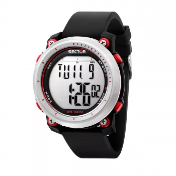 Reloj de cuarzo SECTOR hombre R3251546002 45 mm correa de silicona negra
