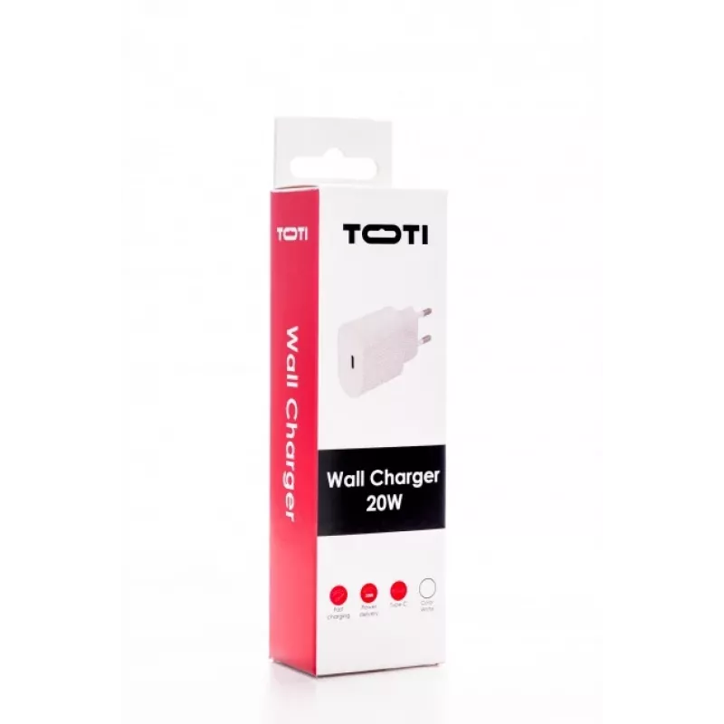 SEEK TOTI 20W USB-C PD cargador de pared portátil de carga rápida, blanco