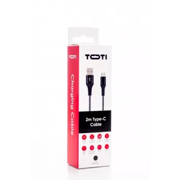 SEEK TOTI cable trenzado USB-A a USB-C 2m 2A, negro/Space Grey