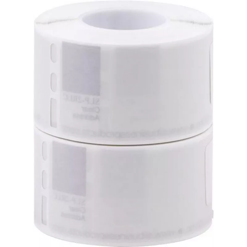 Seiko SLP-2RLC Etiquetas de dirección transparentes 28x89mm, 2 rollos, 260 etiquetas, Blanco, adhesivo permanente, térmica directa, para Smart Label Printer