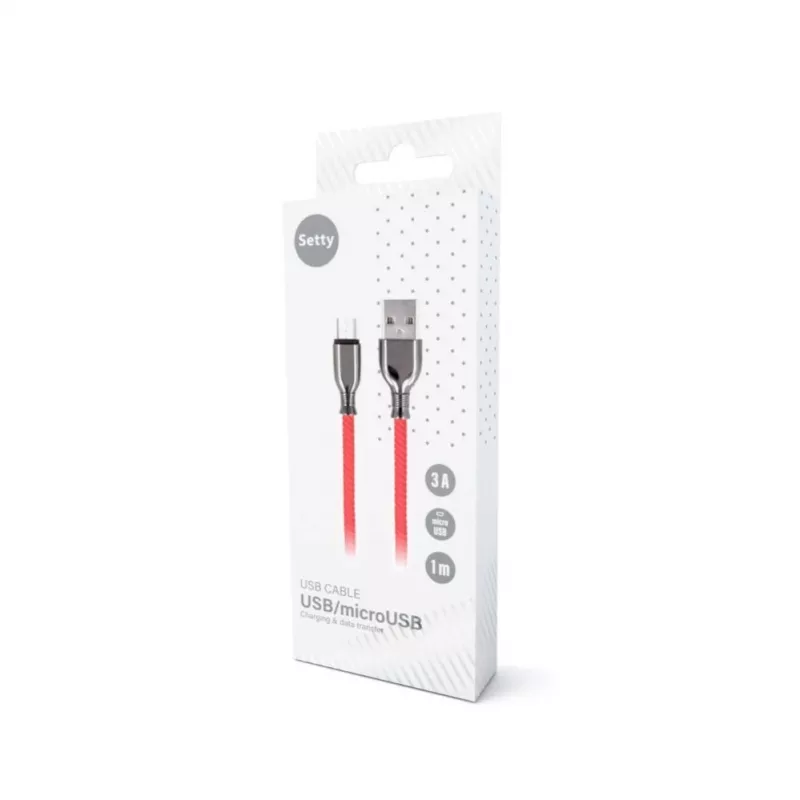 Setty Cable USB-A a Micro-USB 1,0 m 3A carga rápida rojo FC-M