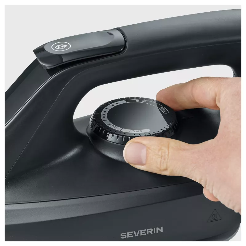 Severin BA 3192 centro de planchado a vapor, 2400W, suela de cerámica, 160 g/min de vapor, 450 g/min golpe de vapor, negro mate