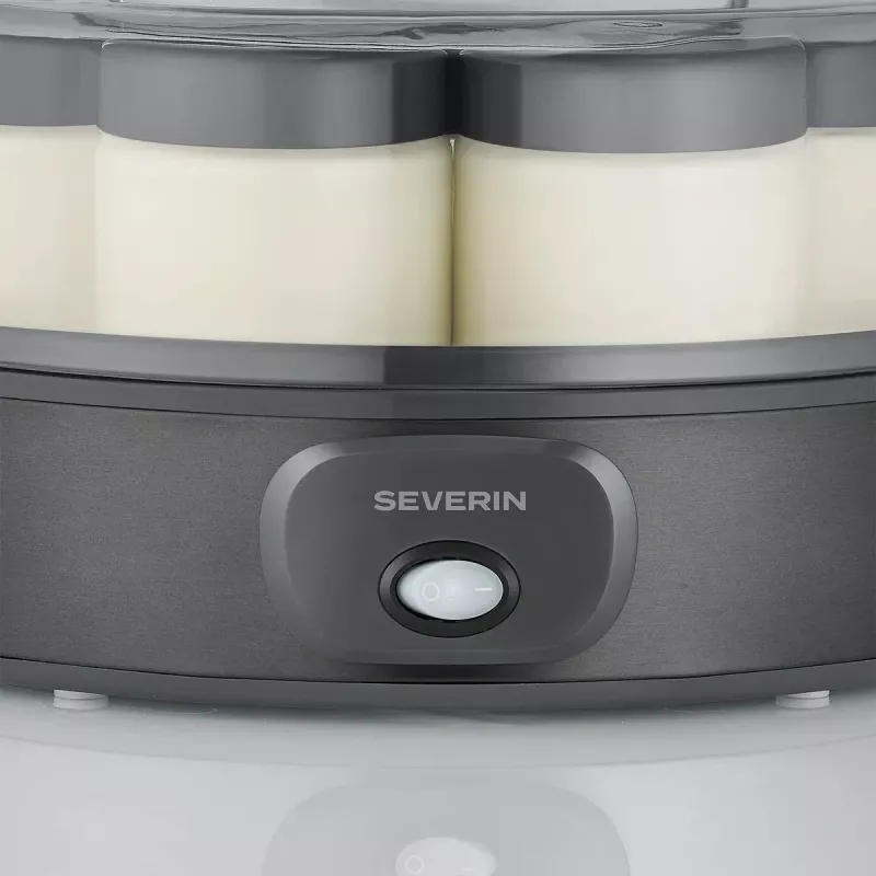 Severin JG 3510 Yogurtera, 7 tarros de 150 ml, Dark Inox/Negro