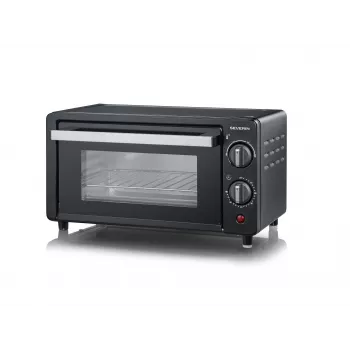 Severin TO 2062 mini horno, 9 L, 800 W, con rotisserie, acero inoxidable cepillado/negro