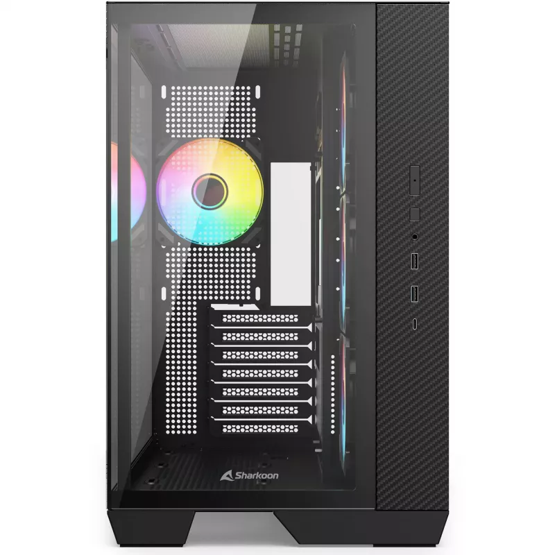 Sharkoon Steel Shark Black Caja semitorre con cristal templado x2