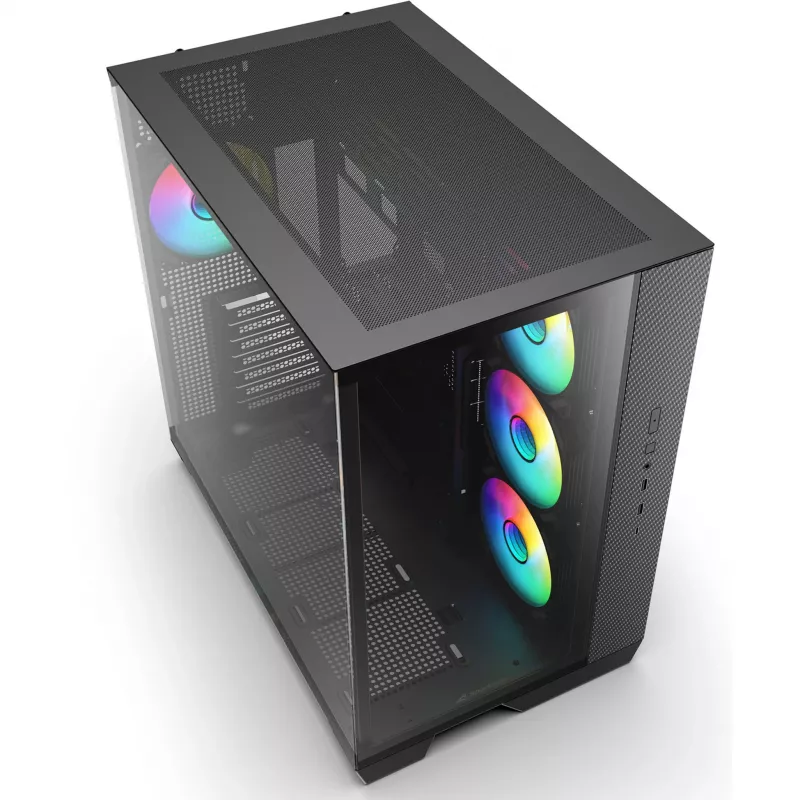 Sharkoon Steel Shark Black Caja semitorre con cristal templado x2