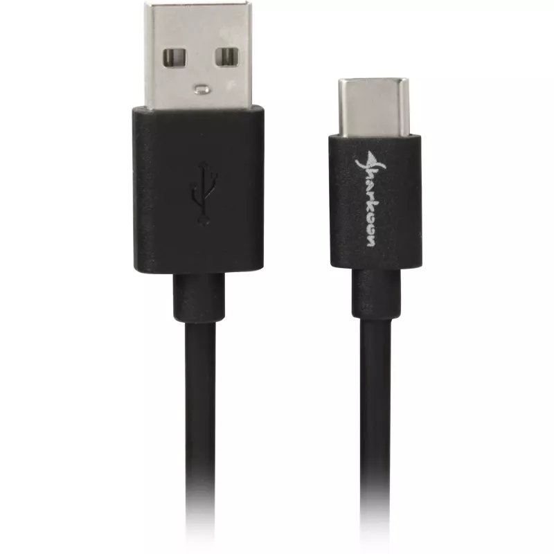 SHARKOON Cable USB 2.0, conector macho USB-A a conector macho USB-C (negro, 2 m)