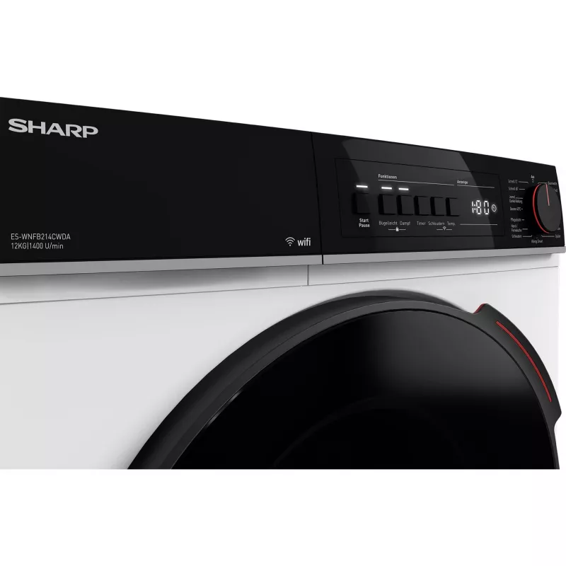 SHARP ES-WNFB214CWDA-DE Lavadora de carga frontal, 10 kg, 1400 rpm, blanca, Wi-Fi, motor Advanced Inverter