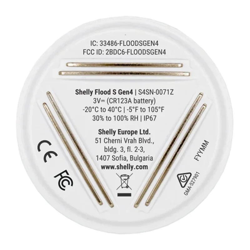 Detector de fugas de agua Shelly Flood S Gen4 – Wi-Fi, Matter, Zigbee, Bluetooth, Plug & Play