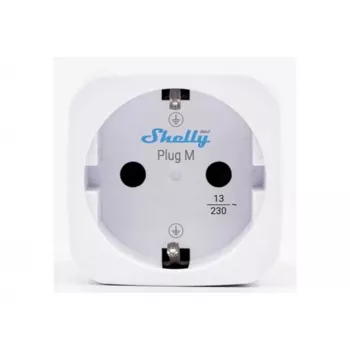 Shelly Plug M Gen3 White – Enchufe inteligente con monitorización de energía, 13A, WiFi y Bluetooth, Schuko
