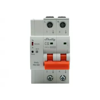 Shelly Pro 2CB C32 Interruptor magnetotérmico inteligente, 2 polos, 32A, Wi-Fi, LAN, Bluetooth