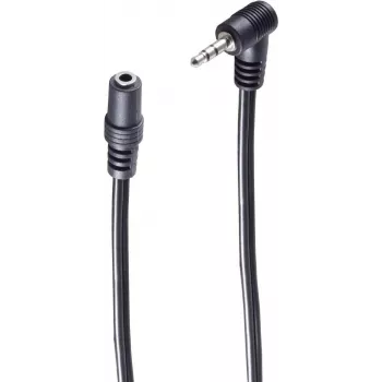 SHIVERPEAKS BASIC-S cable alargador de audio conector jack en ángulo de 2,5 mm a conector hembra jack de 3,5 mm, 0,2 m, negro BS30781