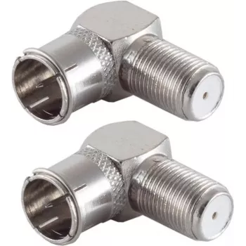 SHIVERPEAKS BASIC-S F-Quick set de adaptadores en ángulo, 2x conector macho F a conector hembra F, 75 ohmios, niquelado BS15-300414