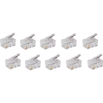 Conector modular SHIVERPEAKS BASIC-S RJ10/RJ14 4P4C sin blindaje, contactos dorados, 10 uds. BS72039-10