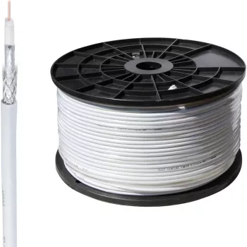 SHIVERPEAKS BASIC-S SAT Coaxial Cable 100m, 1.1/5.0, 4-Fold Shielded, CCS, 75 Ohm, White BS81800-STAKU