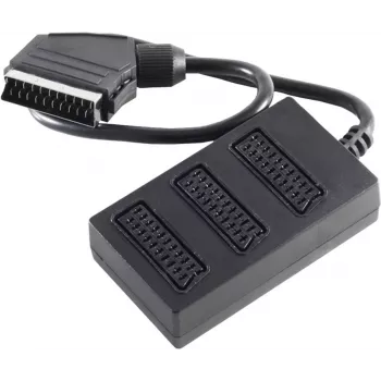 shiverpeaks BASIC-S Cable divisor Scart, 1x conector Scart macho a 3x conector Scart hembra, 0,5 m, totalmente cableado, negro (BS94051)