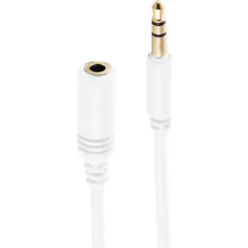 SHIVERPEAKS BASIC-S Cable de extensión de audio estéreo de 3,5 mm Super Slim, macho a hembra, dorado, blanco, 1,5 m (BS33982-W)