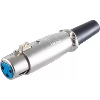 SHIVERPEAKS BASIC-S conector hembra XLR, hembra, con alivio de tracción, 3 polos, fundición de zinc niquelada, conexión por soldadura, BS55020