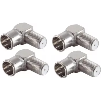 SHIVERPEAKS BS15-300514 Pack de 5 adaptadores en ángulo F-Quick tipo F, conector macho a conector hembra, 75 ohmios, latón niquelado