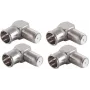 SHIVERPEAKS BS15-300514 Pack de 5 adaptadores en ángulo F-Quick tipo F, conector macho a conector hembra, 75 ohmios, latón niquelado