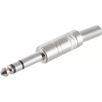 ShiverPeaks BS50200 conector macho jack 6,3 mm estéreo, 3 polos, metal, soldable, con protección antivuelco