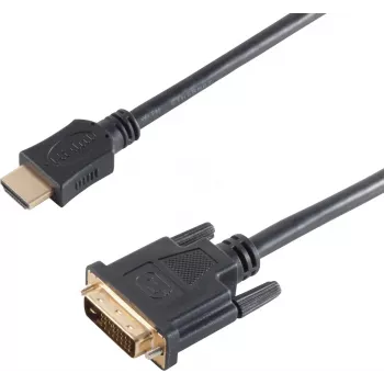 SHIVERPEAKS BS77481 cable adaptador de vídeo HDMI Type-A conector macho a DVI-D conector macho, 1,5 m, negro, dorado, triple apantallado, compatible con 1920x1200