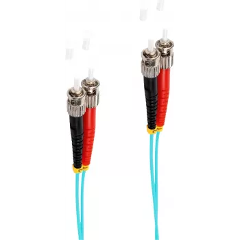 SHIVERPEAKS BS77905/3 Cable de fibra óptica patch ST a ST OM3 multimodo dúplex de 5 m, aqua