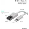 SHIVERPEAKS Flexline cable USB de carga y sincronización, USB-A a 8-Pin (Lightning), 2.0, ABS, blanco, 1,5m (FL31-12042)