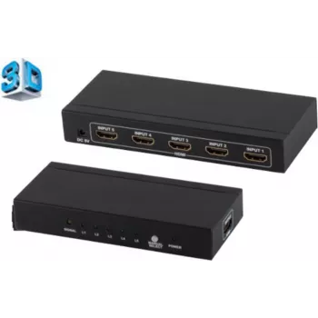Conmutador HDMI ShiverPeaks PROFESSIONAL 4x IN 1x OUT 4K2K 3D carcasa metálica VER1.4 (SP05-02004)