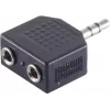 ShiverPeaks S/CONN maximum connectivity adaptador divisor de jack estéreo de 3,5 mm, 1 conector macho a 2 conectores hembra, niquelado, negro (57080)