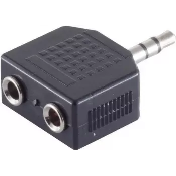 ShiverPeaks S/CONN maximum connectivity adaptador divisor de jack estéreo de 3,5 mm, 1 conector macho a 2 conectores hembra, niquelado, negro (57080)